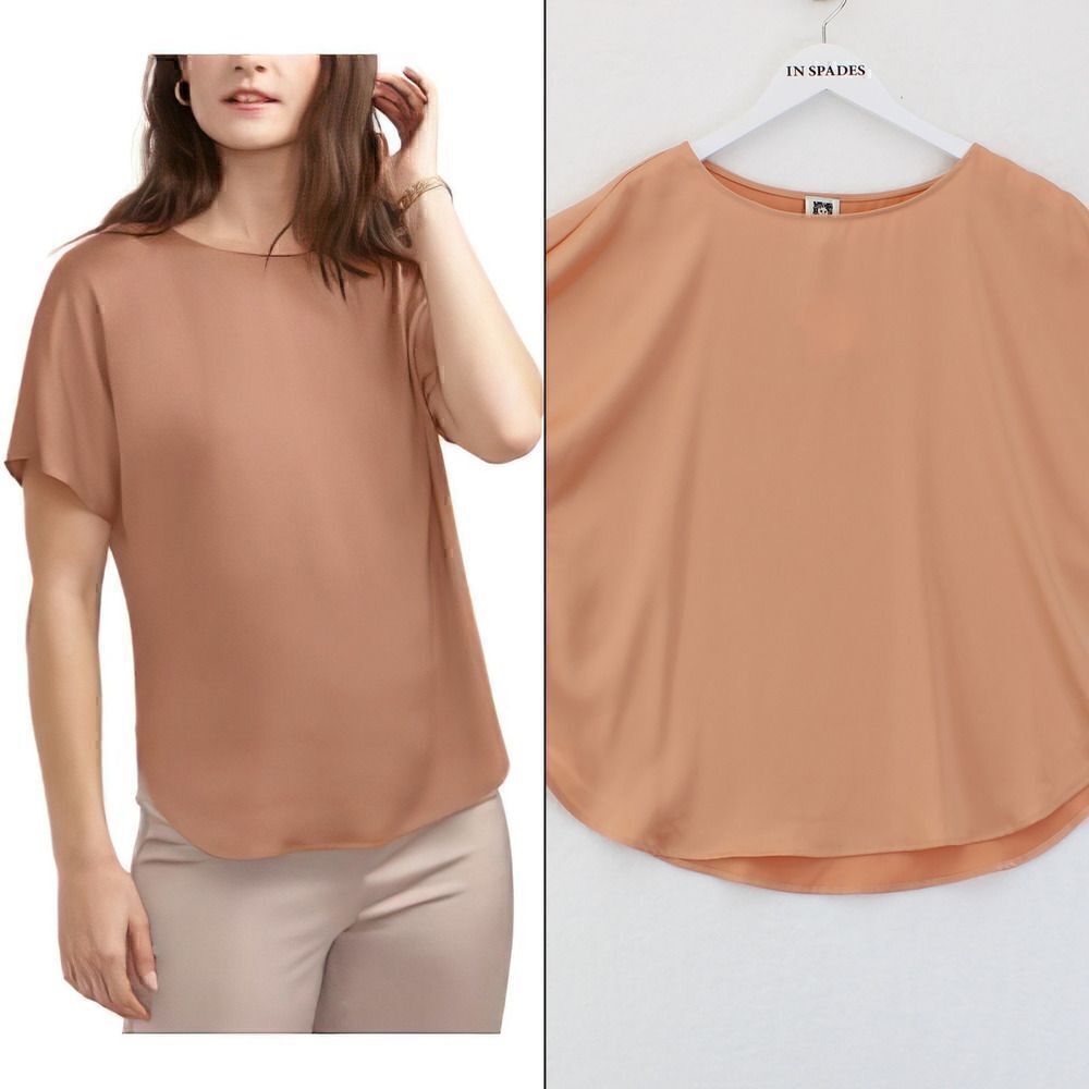 Anne Klein Womens Boat-Neck Top Warm Sand